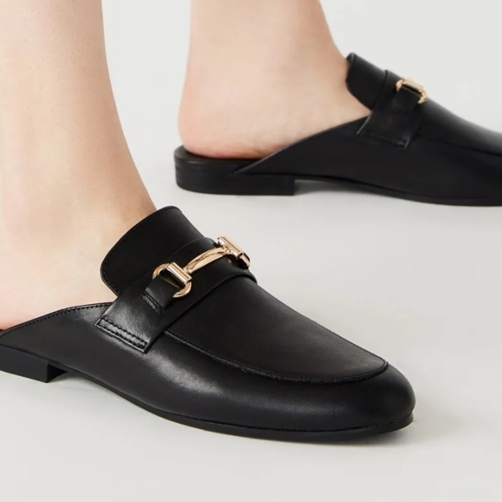 Steve Madden Black Flats with Gold Accent